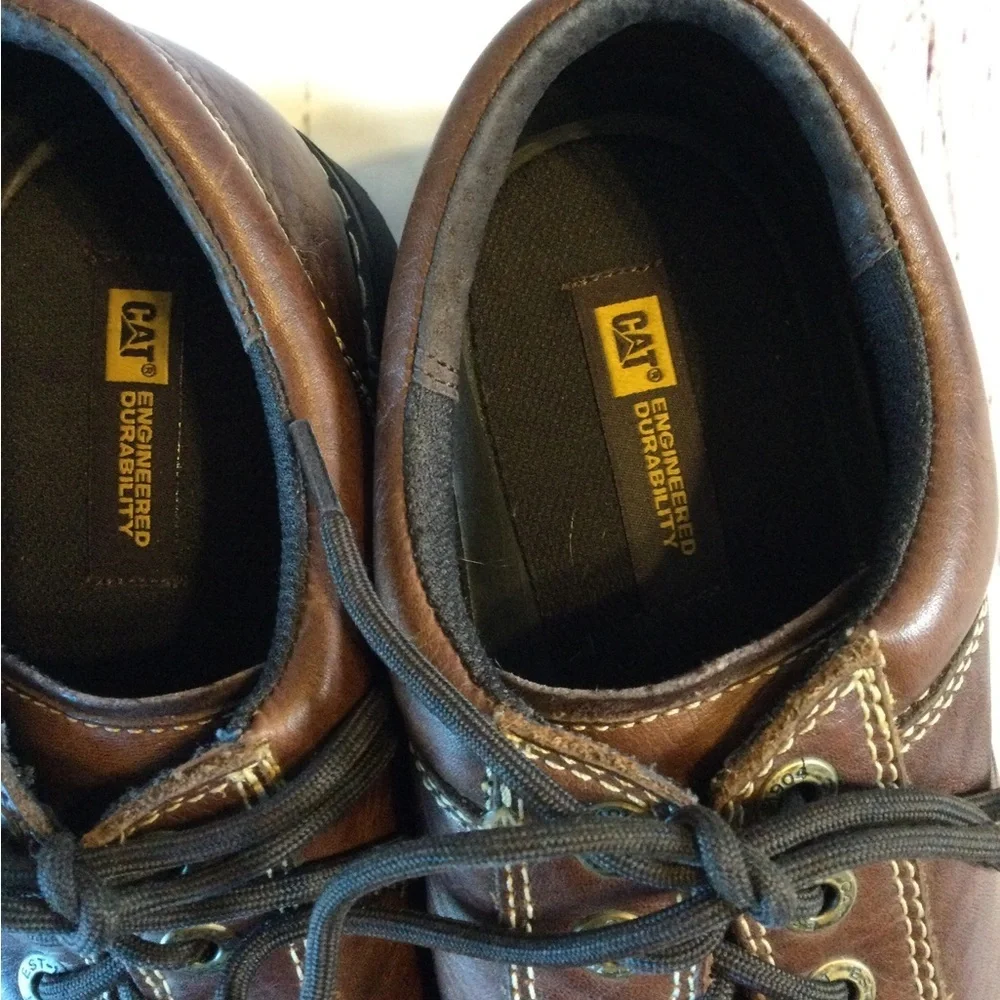 Cat Engineered Duribility Men's Brown Leather Shoes Size 11